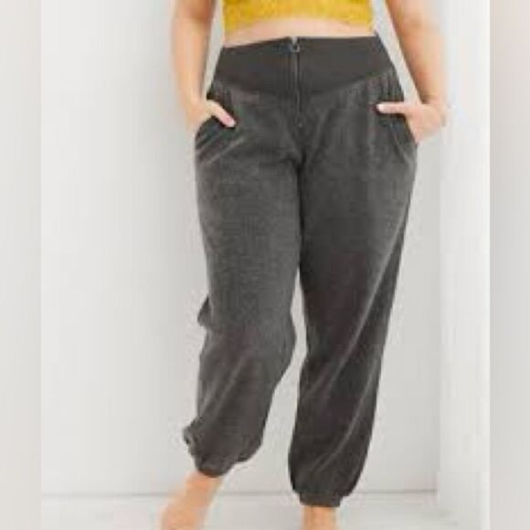 AERIE Women’s Sherpa Fleece Corset Joggers Gray Size Medium - Picture 1 of 12